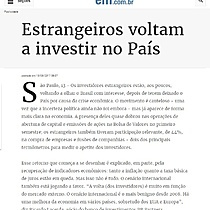 Estrangeiros voltam a investir no Pas